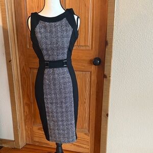 WHBM Elegant Black and White Tweed detail dress